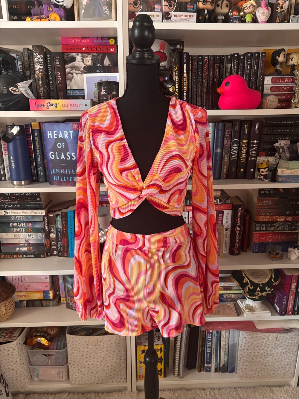 Windsor Multi-Color Pink Orange Yellow Pleated Dress